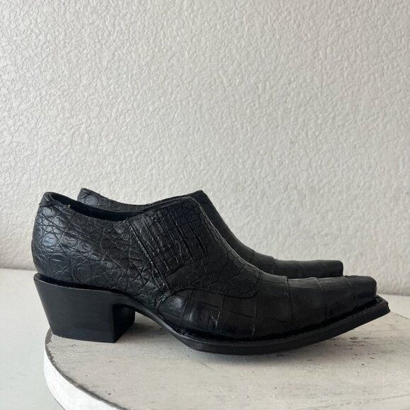 Rod Patrick Womens Pull on Shoes 6C Brown Caiman Exotic Western Boots Loafers - Picture 2 of 11